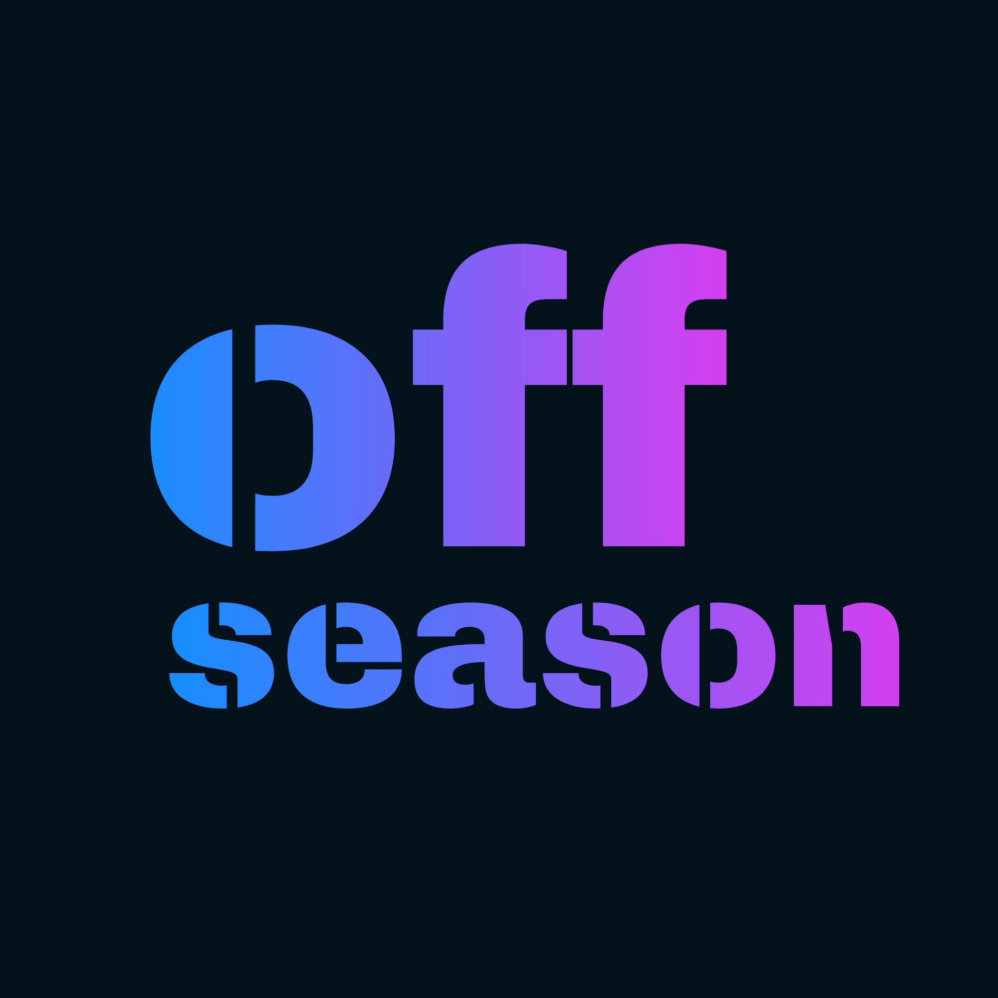 Stacked gradient wordmark on dark background