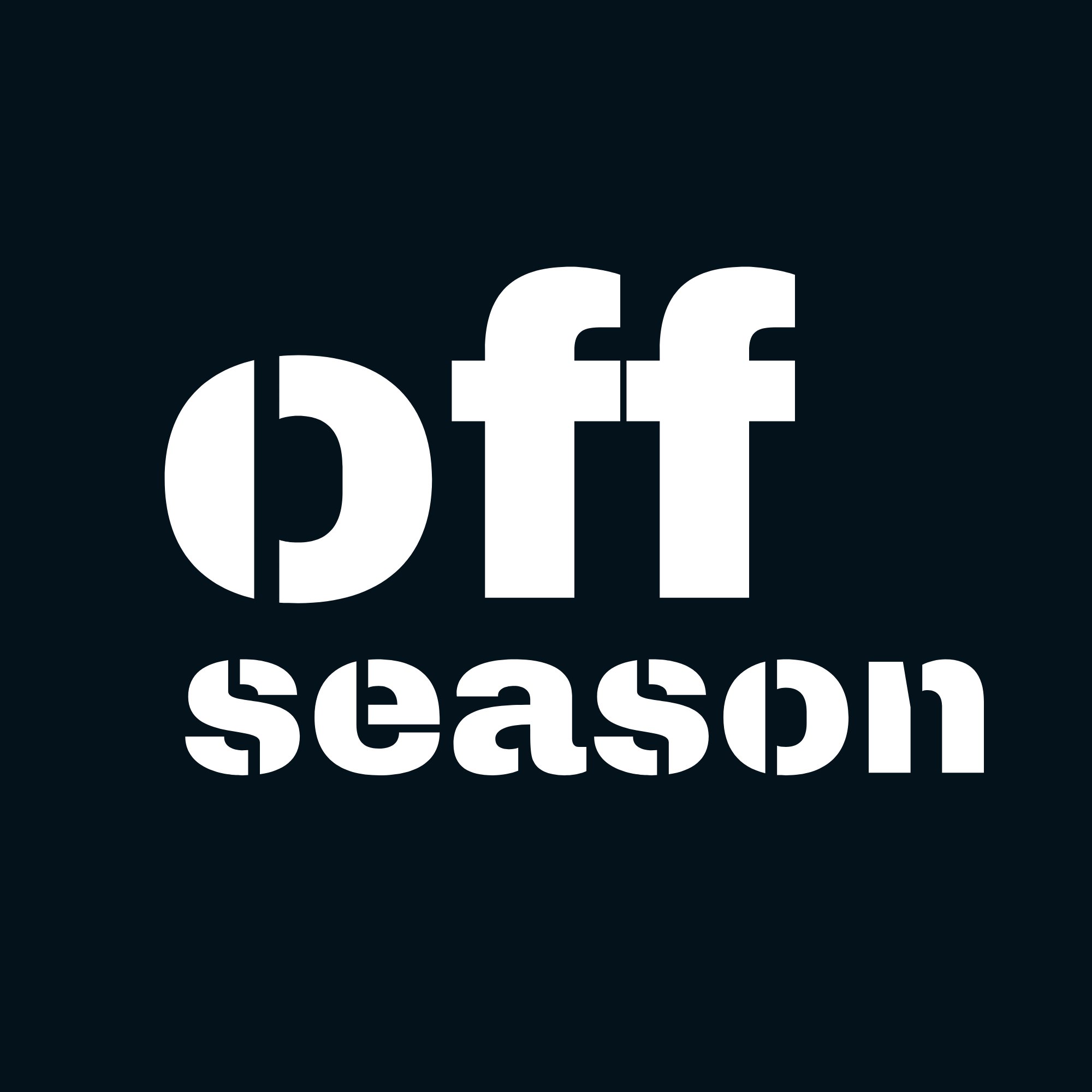 Stacked white wordmark on dark background